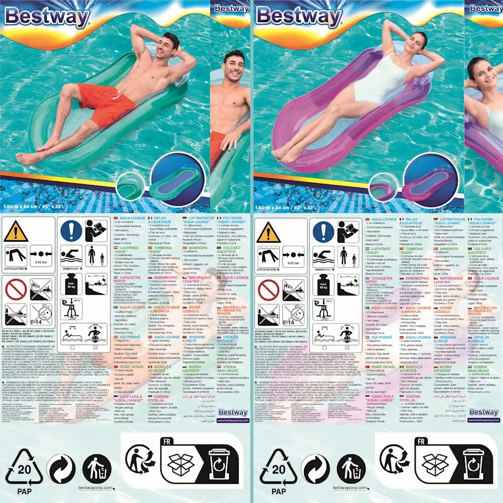 Bestway Lettino Gonfiabile da Piscina Aqua Lounge 92112