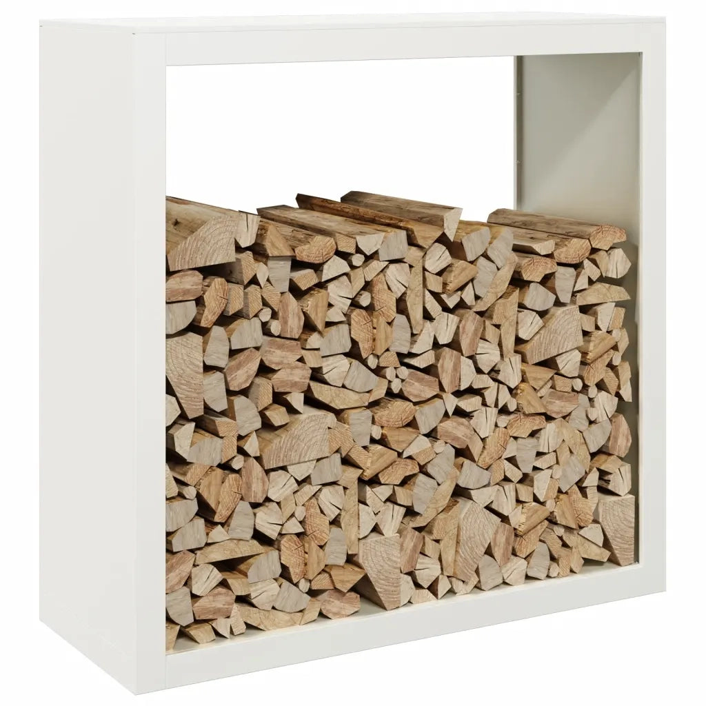 Rastrelliera per Legna da Ardere-Portalegna Bianca 100x40x100cm in Acciaio