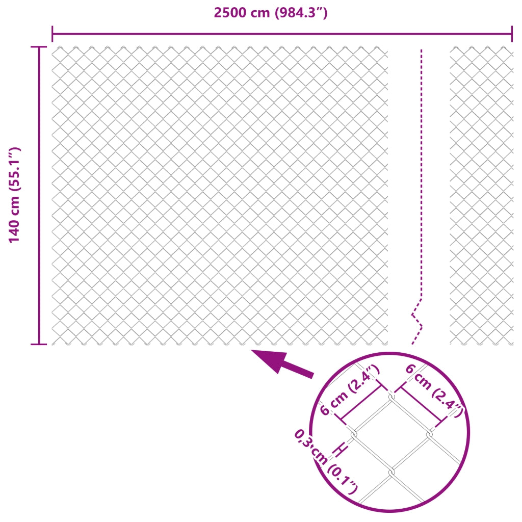 Recinto a Maglie Grigio 1.4x25 m Acciaio
