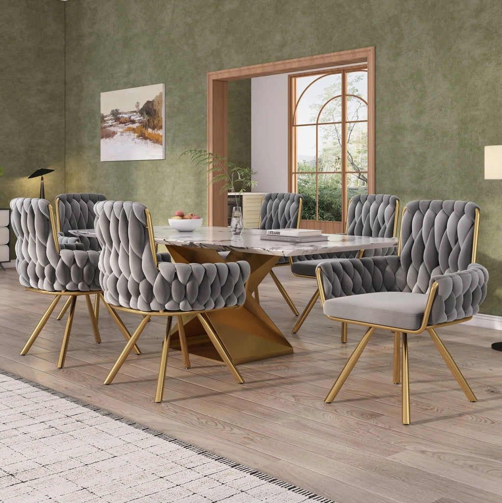 Set di 2 sedie girevoli con schienale alto e braccioli in velluto grigio