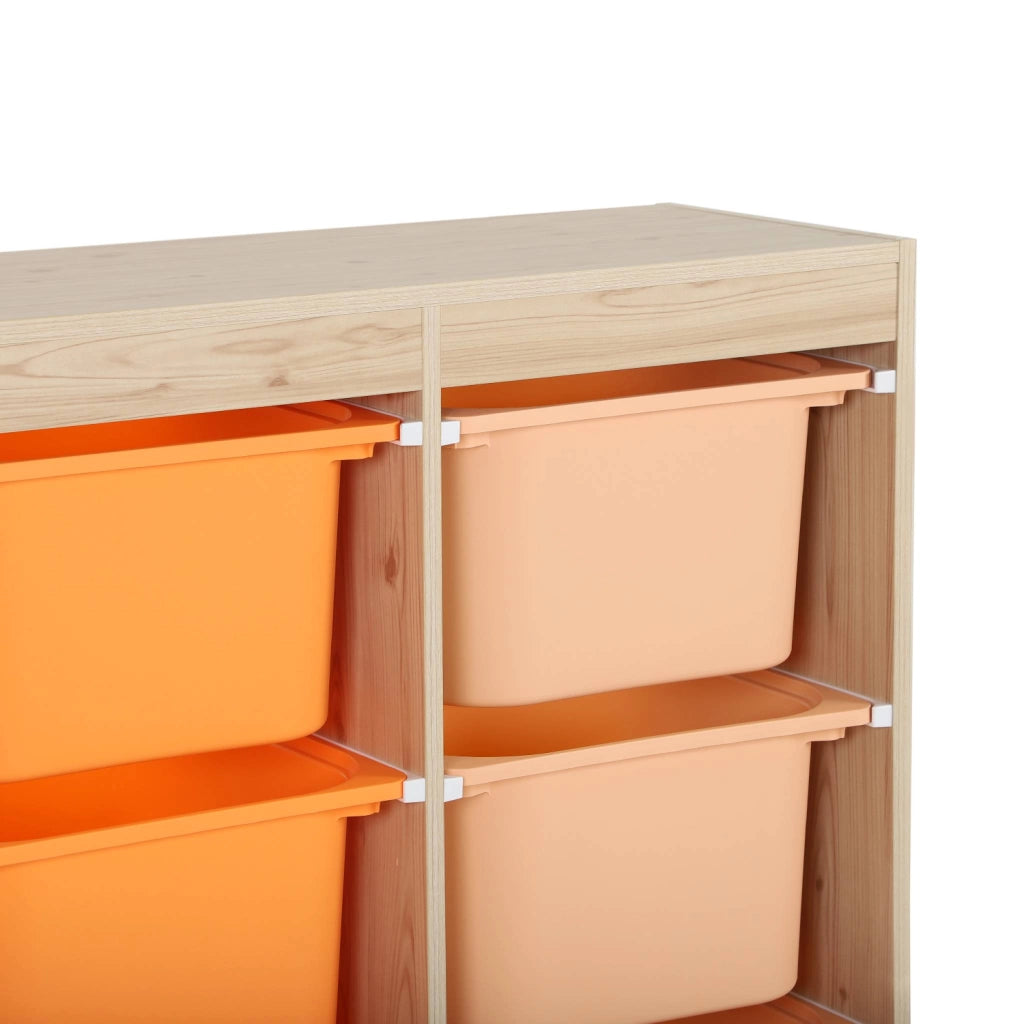 Mobile contenitore per bambini con 6 scatole colorate, arancione