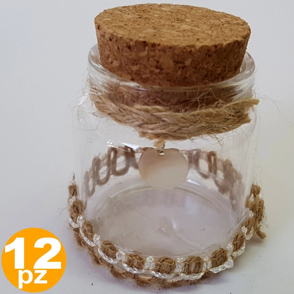 Trade Shop - Bomboniera Ampolla Vetro Tappo Sughero Ciondolo Portaconfetti Matrimonio Wedding -