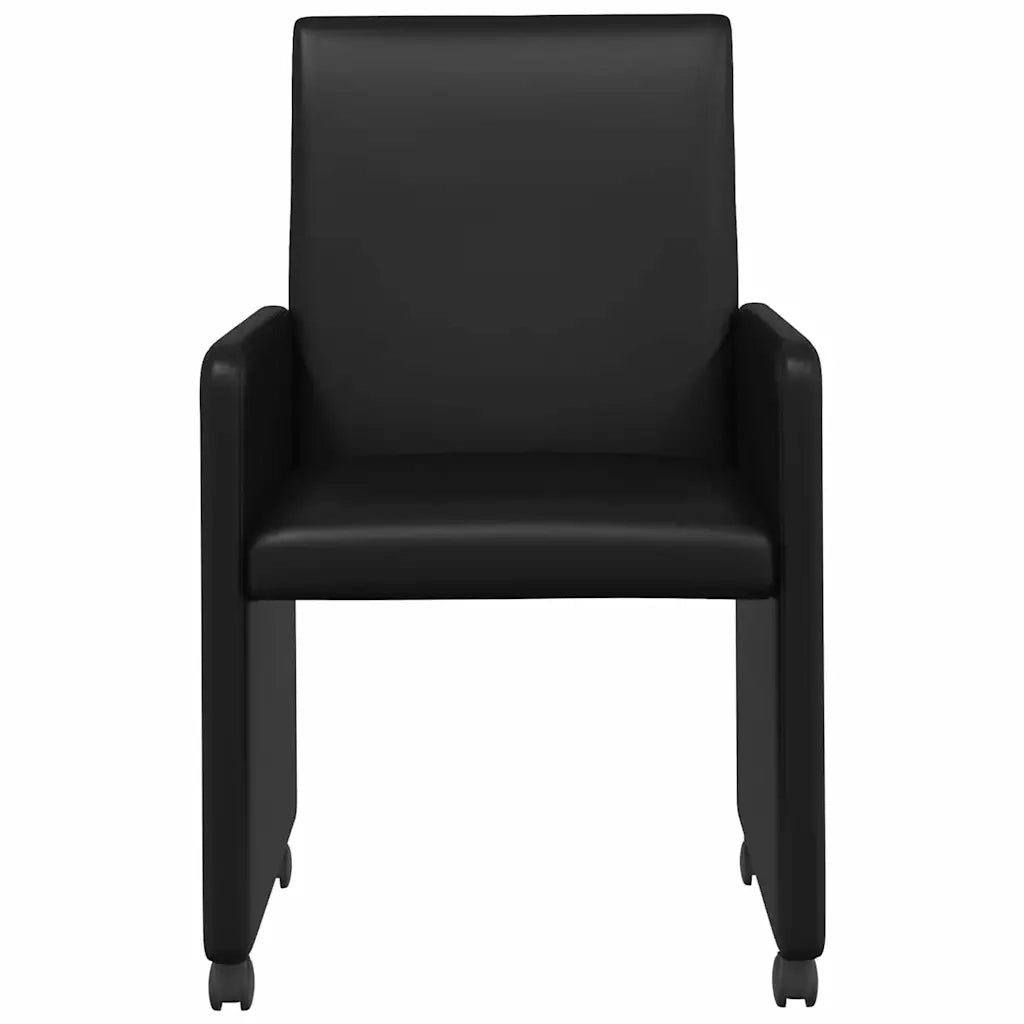 Sedie da Pranzo con Ruote con ruote 2 pcs Nero 57 x 66 x 94 cm