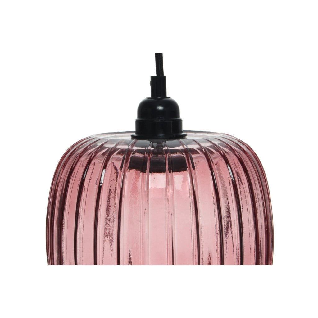 Lampada a sospensione Claudia in vetro cannettato color bacca