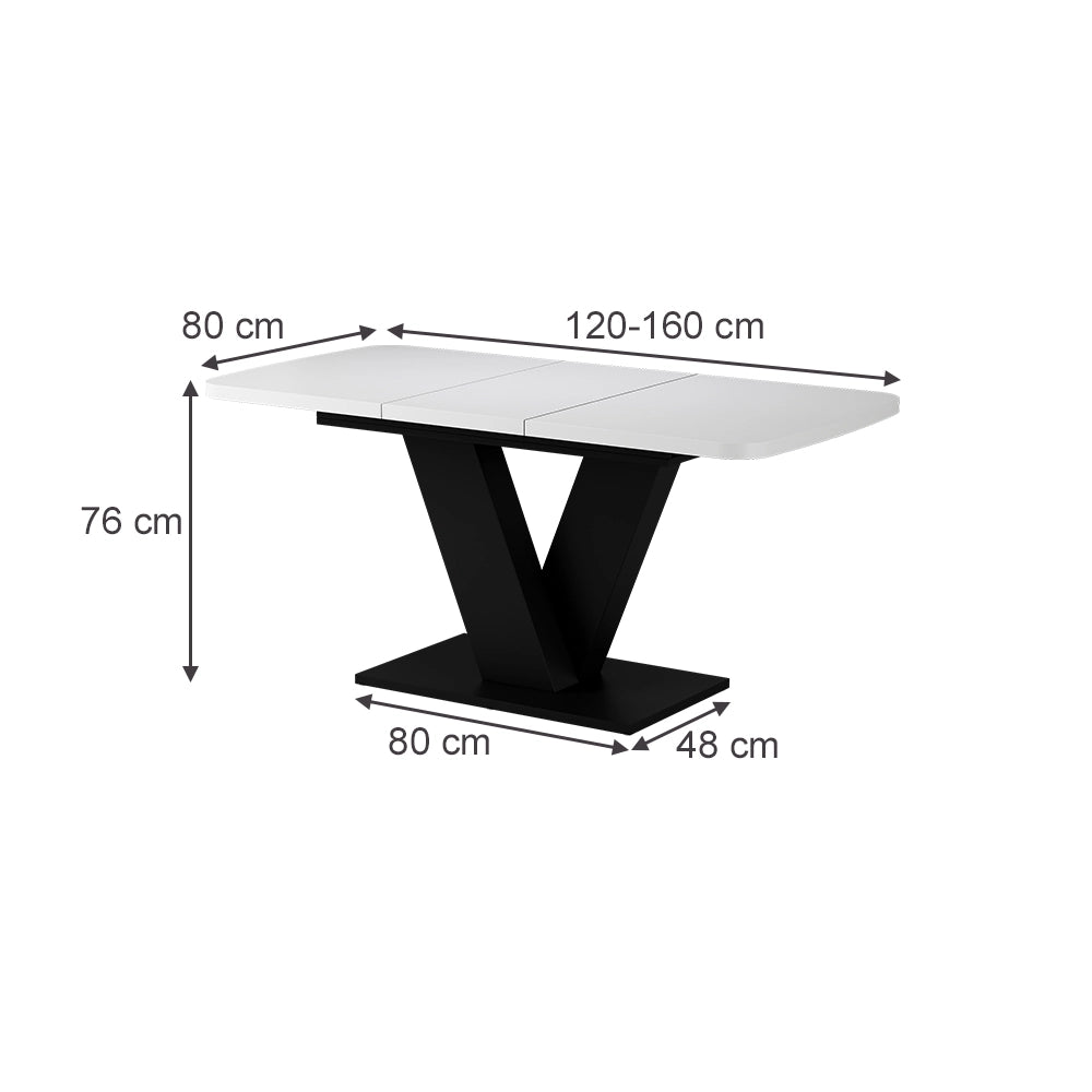 Vicco tavolo da pranzo allungabile Bianco/nero 120 x 80 cm estensibile