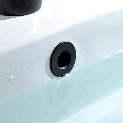 Ghiera con foro nera opaca troppo pieno lavabo e bidet da 24 o 28 mm