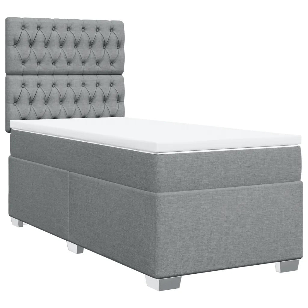vidaXL Giroletto a Molle con Materasso Grigio Chiaro100x200 cm Tessuto