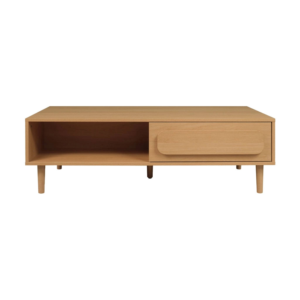 Tavolino basso vintage effetto legno 1 cassetto
