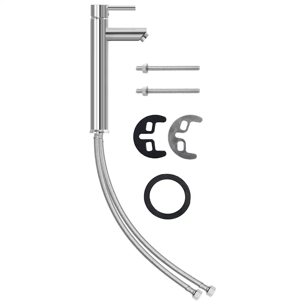 Lavandino Bagno con Rubinetto e Piletta in Vetro Temperato Nero 3098449