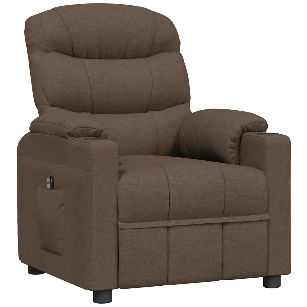 Poltrona | Sedia Relax Elettrica Reclinabile Marrone in Tessuto