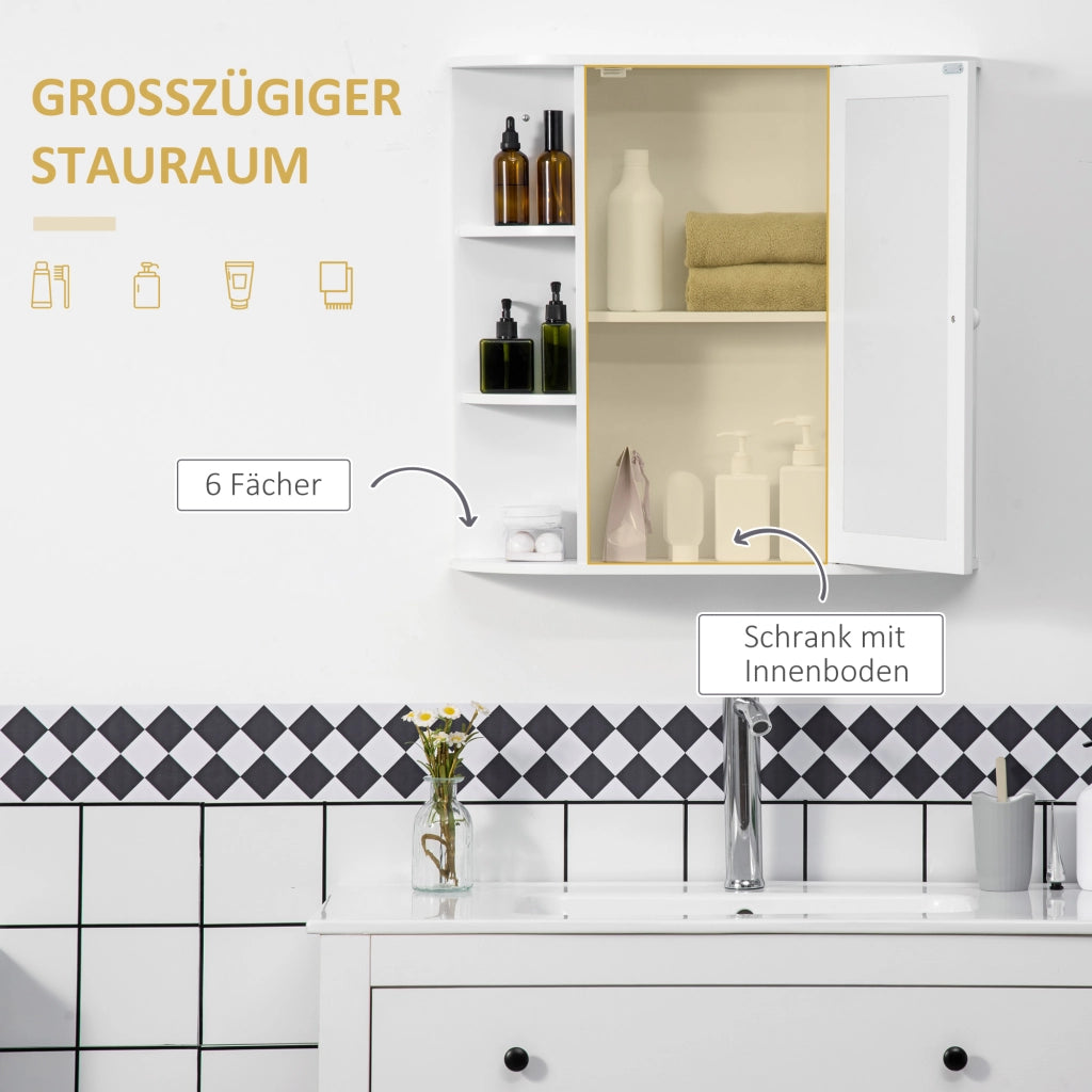 Armadietto Bagno con Specchio ¨C zephmum ¨C Bianco 66x17x63