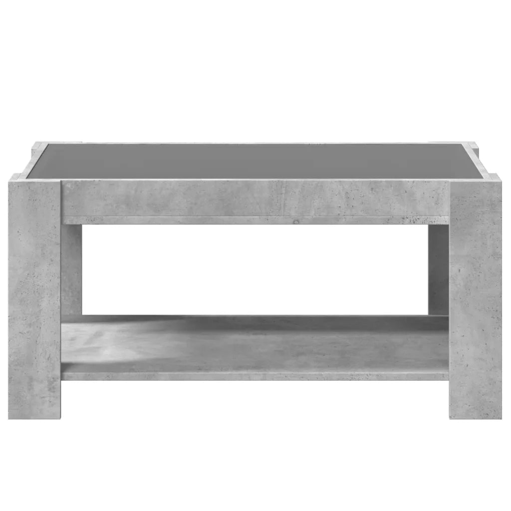 Tavolino salotto | Tavolino da caff¨¨ | Tavolino da Soggiorno con LED Grigio Cemento 93x53x45 cm Multistrato