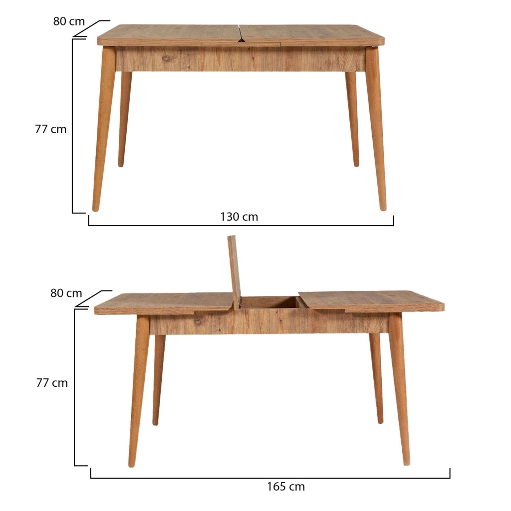 Dschubba, Tavolo Allungabile Allungabile, 80x165x75h cm Marrone Quercia