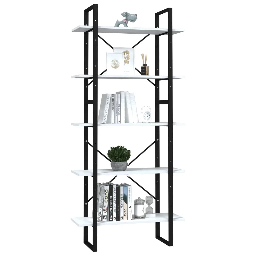 Libreria a 5 Ripiani Bianca 80x30x175 cm in Legno Multistrato 3081988