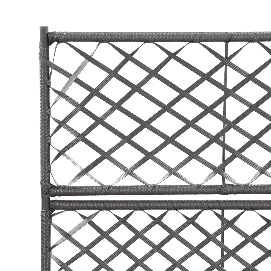 Letto Rialzato a Traliccio 2 Fioriere | Cassetta per fiori | Vasi 58x30x107 cm Polyrattan Nero