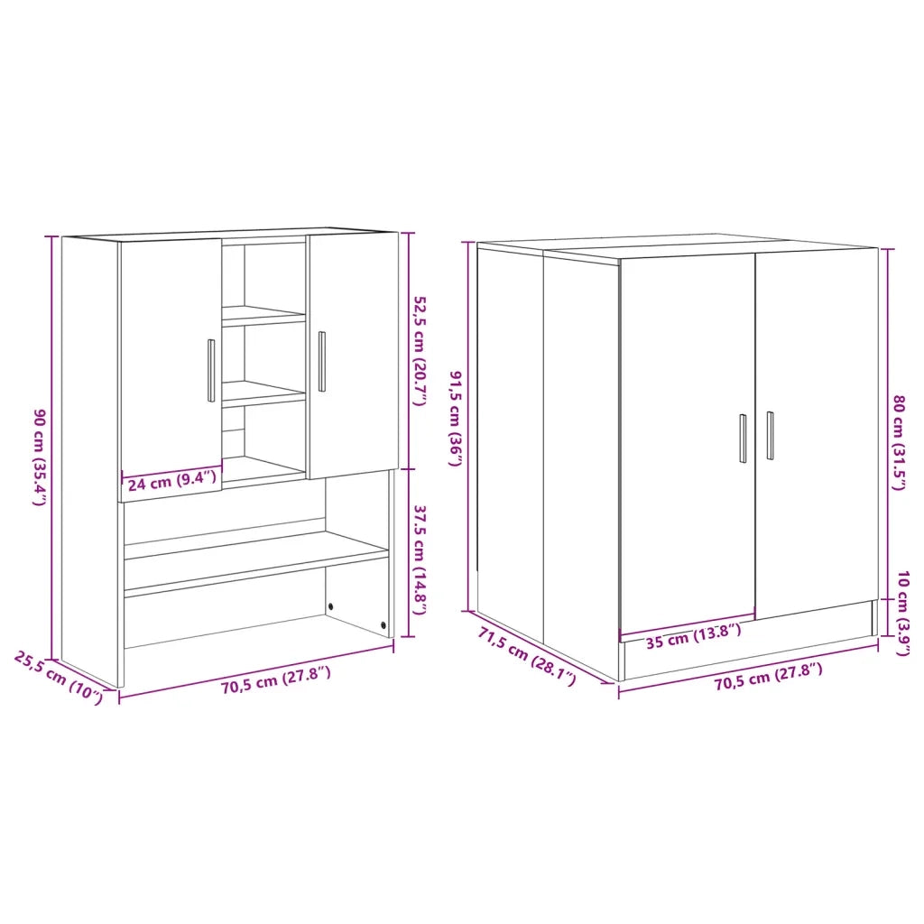 Mobili Lavatrice 2pz Rovere Sonoma in Legno Multistrato