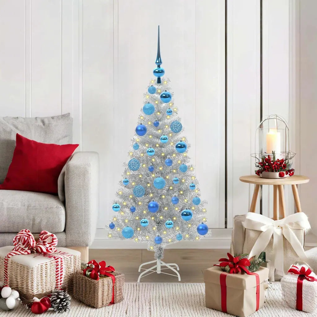 Albero di Natale con 150 LED con supporto Argento 120 cm PET 3396659