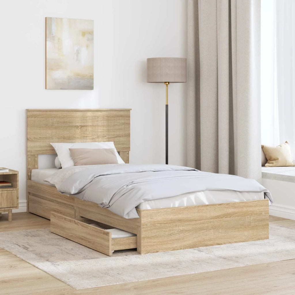 Letto con Contenitore con testiera Rovere Sonoma 100 x 200 cm 3410828