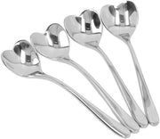 Cucchiaio per caffè 4 pezzi - Acciaio inossidabile - Maniglia ergonomico - Forma a cuore - Duraturo - Leggero - Dimensioni 102x24mm - Cucchiaio