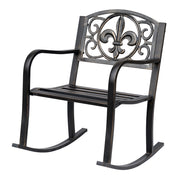 Sedia a dondolo da giardino in stile antico in metallo bronzo; 60 x 73 x 85 cm; elegante sdraio da salotto da esterno