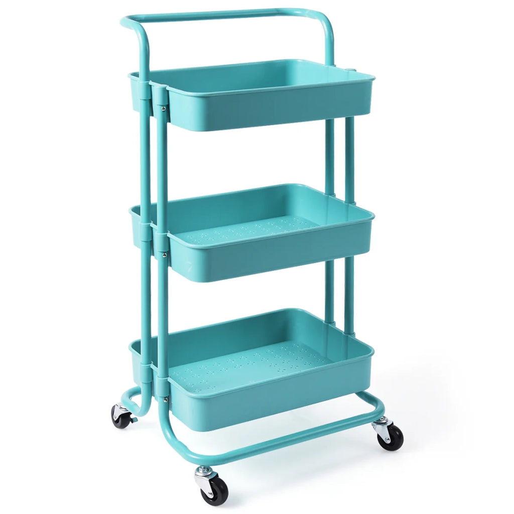 Carrello di servizio con ruote 42 x 35 x 87 cm portata 60 kg design compatto metallo verde 20_0011383