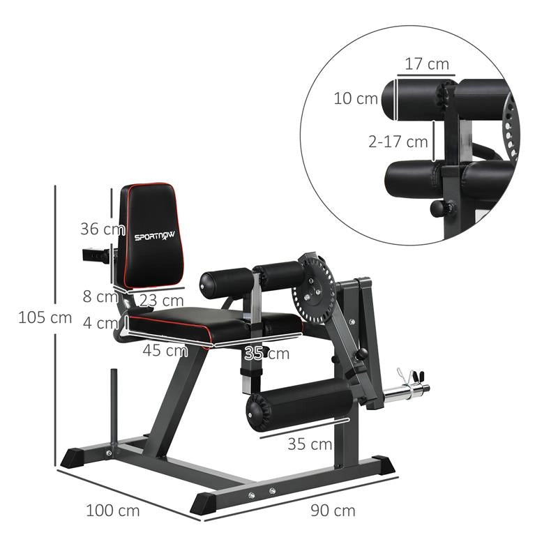 CALF MACHINE CON SCHIENALE E CUSCINETTI REGOLABILI IN ACCIAIO PLASTICA ED EVA 100X90X105 CM GRIGIO E NERO