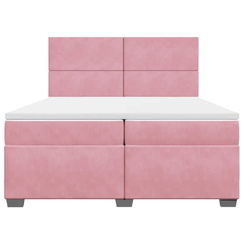 Giroletto a Molle con Materasso Rosa 200x200 cm in Velluto 3293301