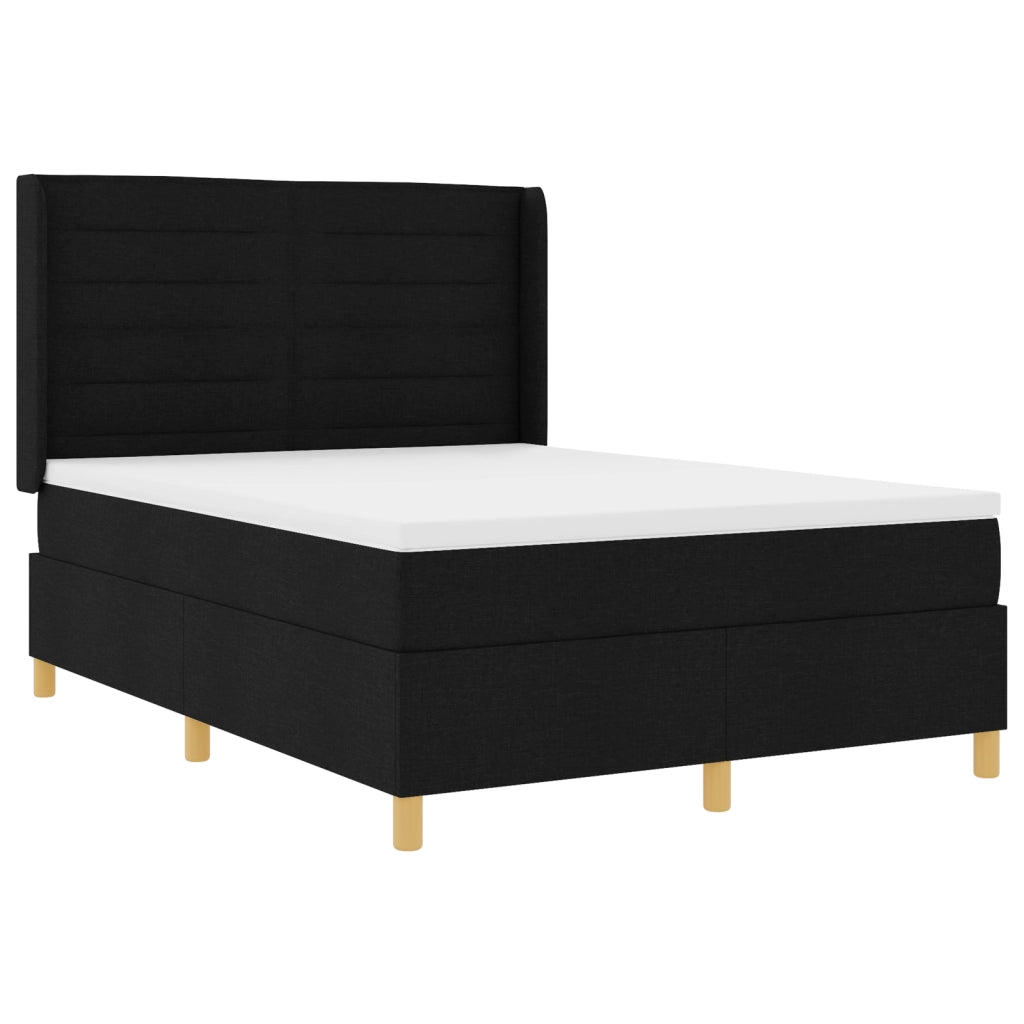 Letto a Box Spring con Materasso e LED Nero 140x190 cm Tessuto