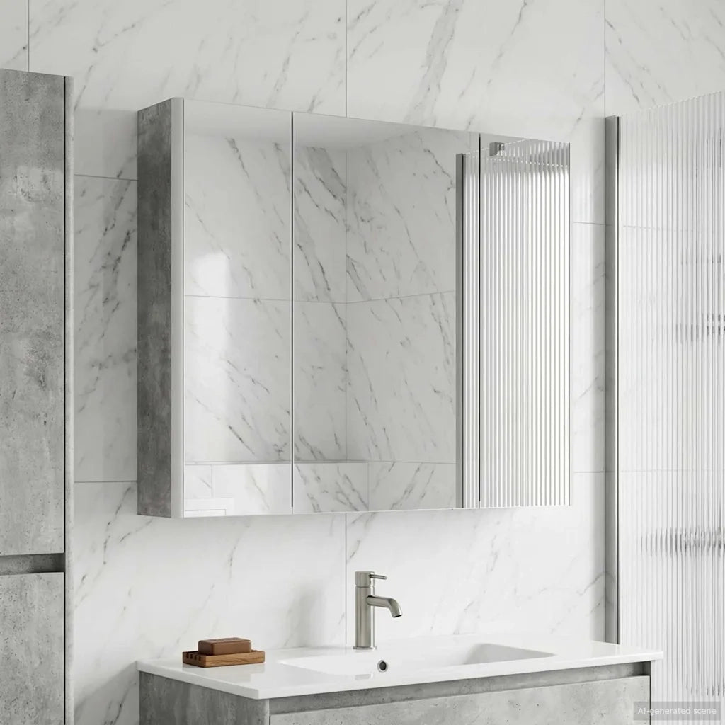 Mobiletto per specchio da bagno Grigio cemento