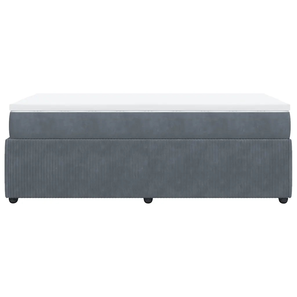 Giroletto a Molle con Materasso Grigio Scuro 90x190 cm Velluto