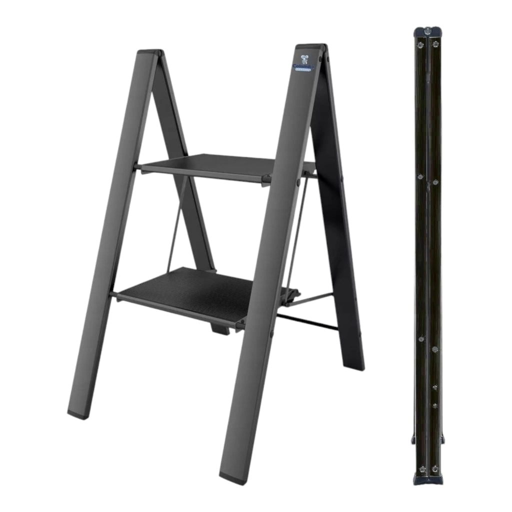 SGABELLO LEONARDO NERO 2 GRADINI ALLUMINIO
