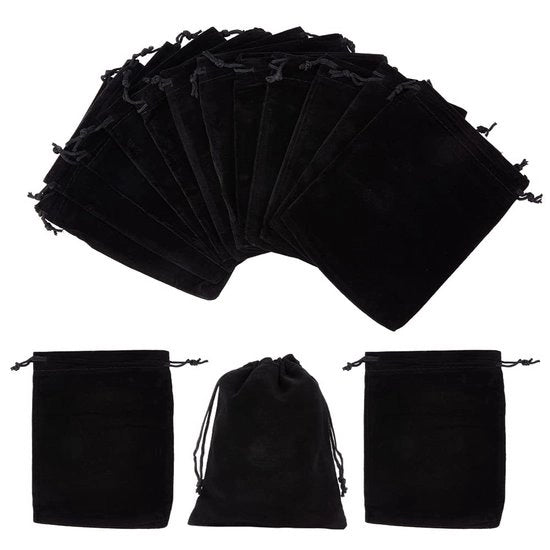 Borse di stoffa in set da 30 - Tasche in velluto - 15x12cm - Corda per trasporto - Riciclabile - Adatta per regali - Borse di conservazione