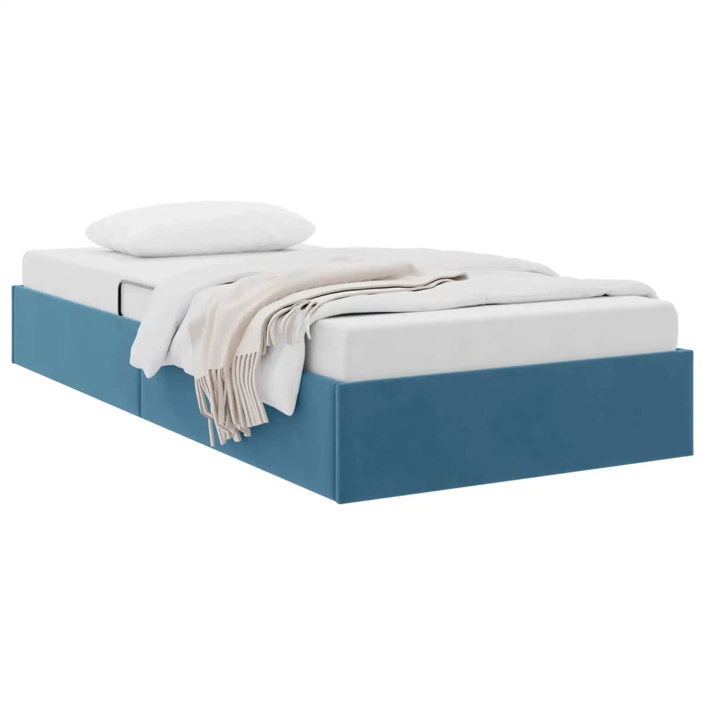 Letto ottomano con archiviazione Blu Scuro 100 x 200 cm Velluto