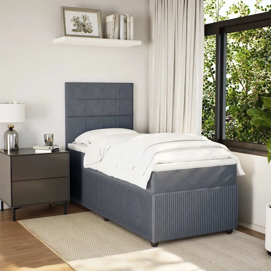 Giroletto a Molle con Materasso Grigio Scuro 80x200 cm Velluto