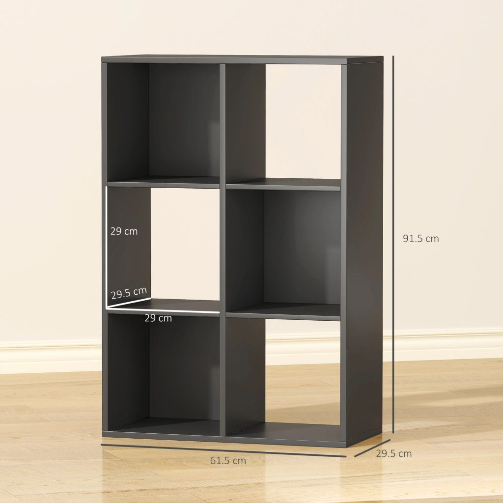 Libreria a Cubi con 6 Ripiani Portaoggetti, in Legno, 61.5x29.5x91.5 cm, Nero
