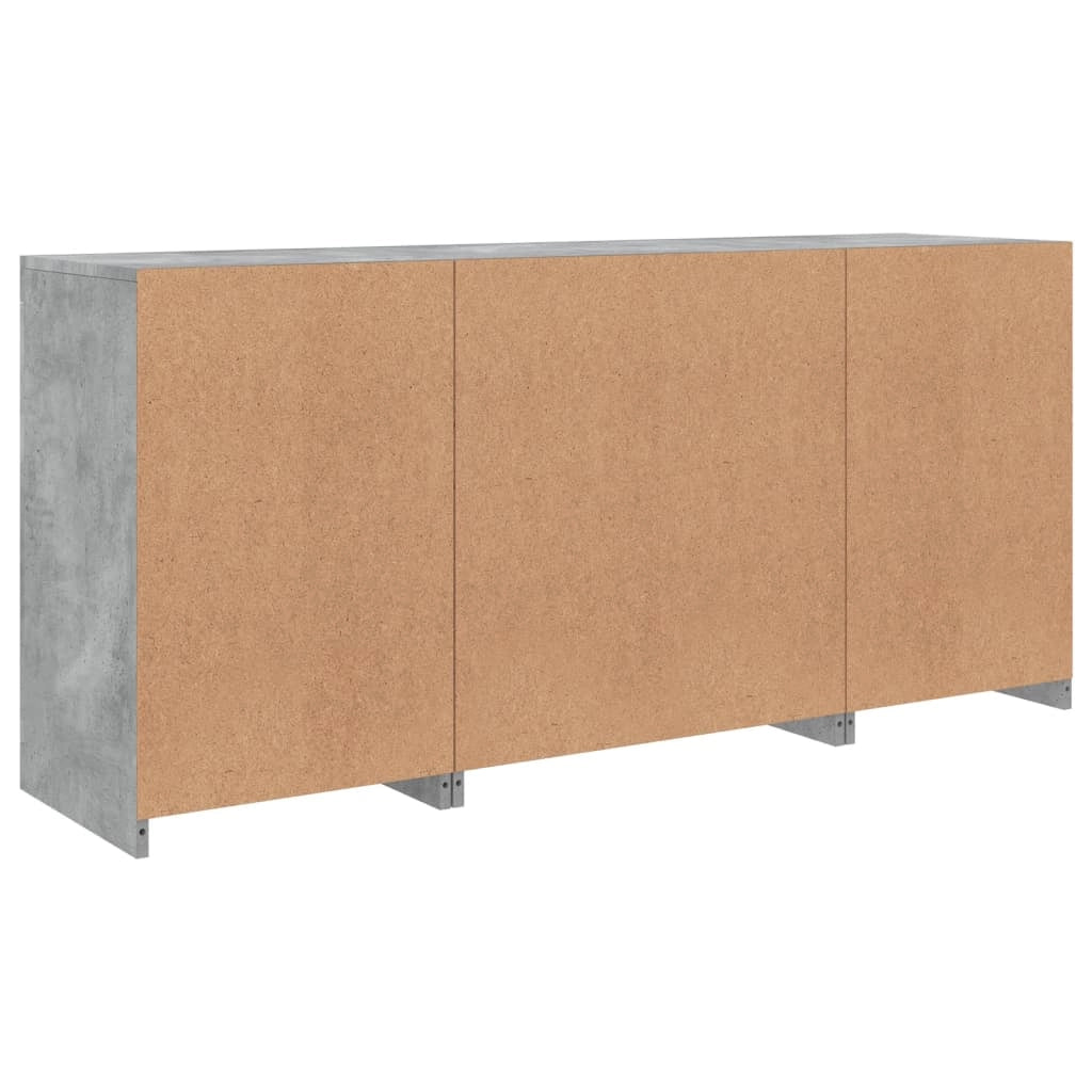 Credenza cassettiera armadio mobile contenitore organizer per cucina soggiorno salotto con luci LED 142,5 x 37 x 67 cm grigio 02_0029977