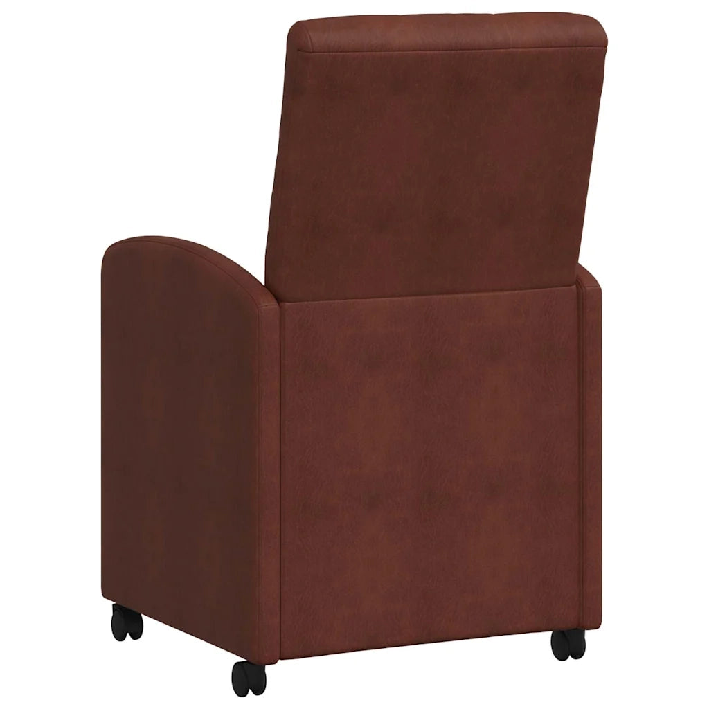 Sedie da Pranzo con Ruote 2 pcs Marrone lucido 58 x 67 x 97 cm