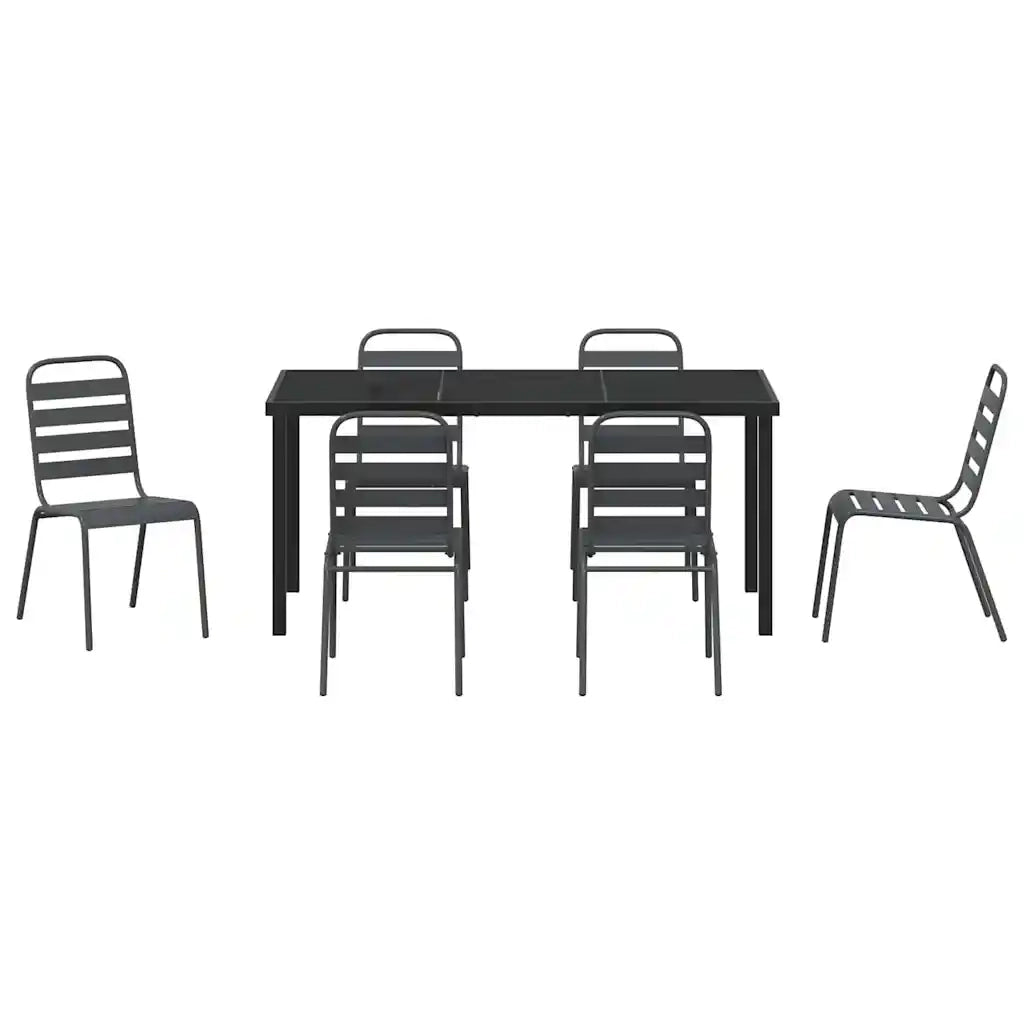 Set da Pranzo per Giardino 7 pcs Antracite