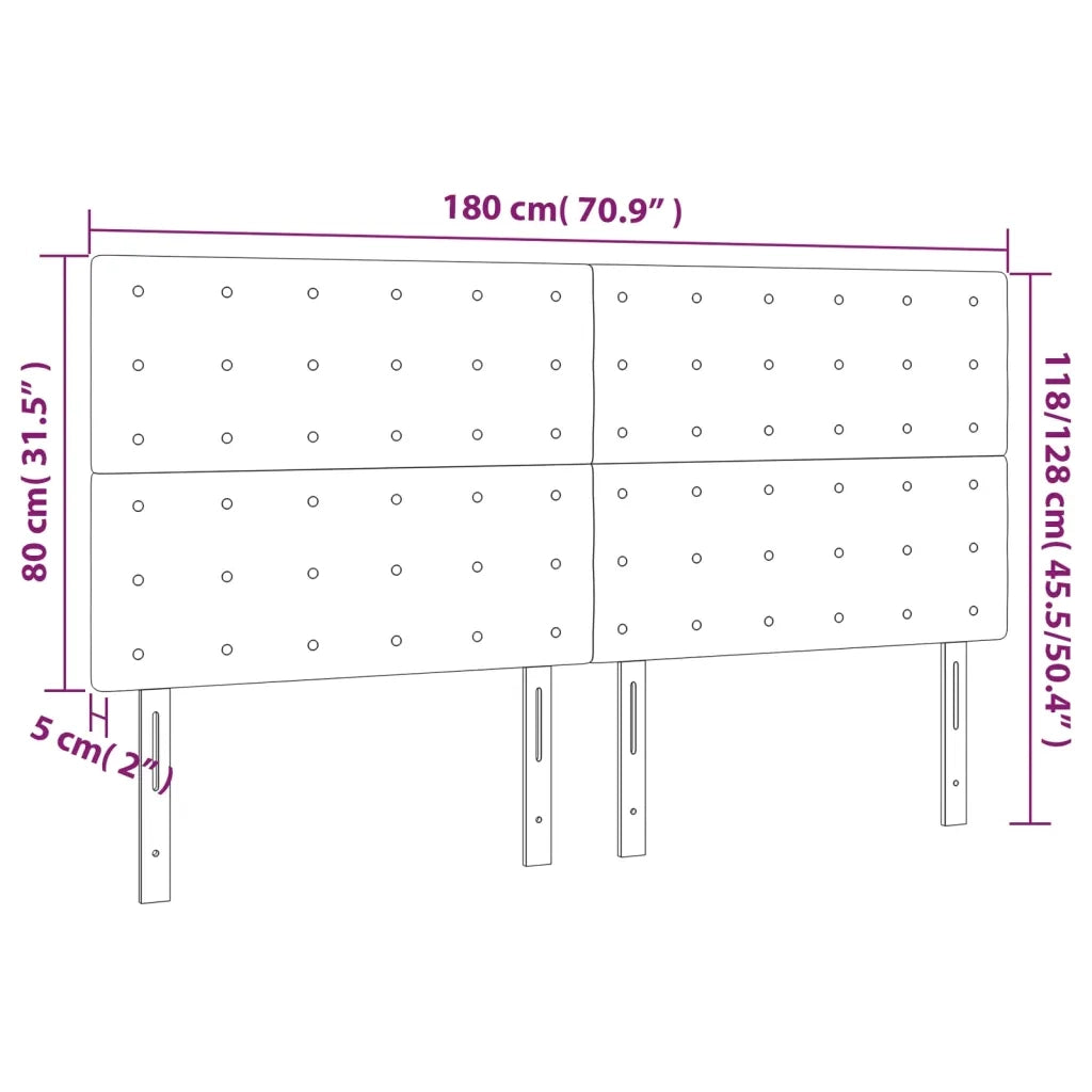 Testiera a LED Cappuccino 180x5x118/128 cm in Similpelle