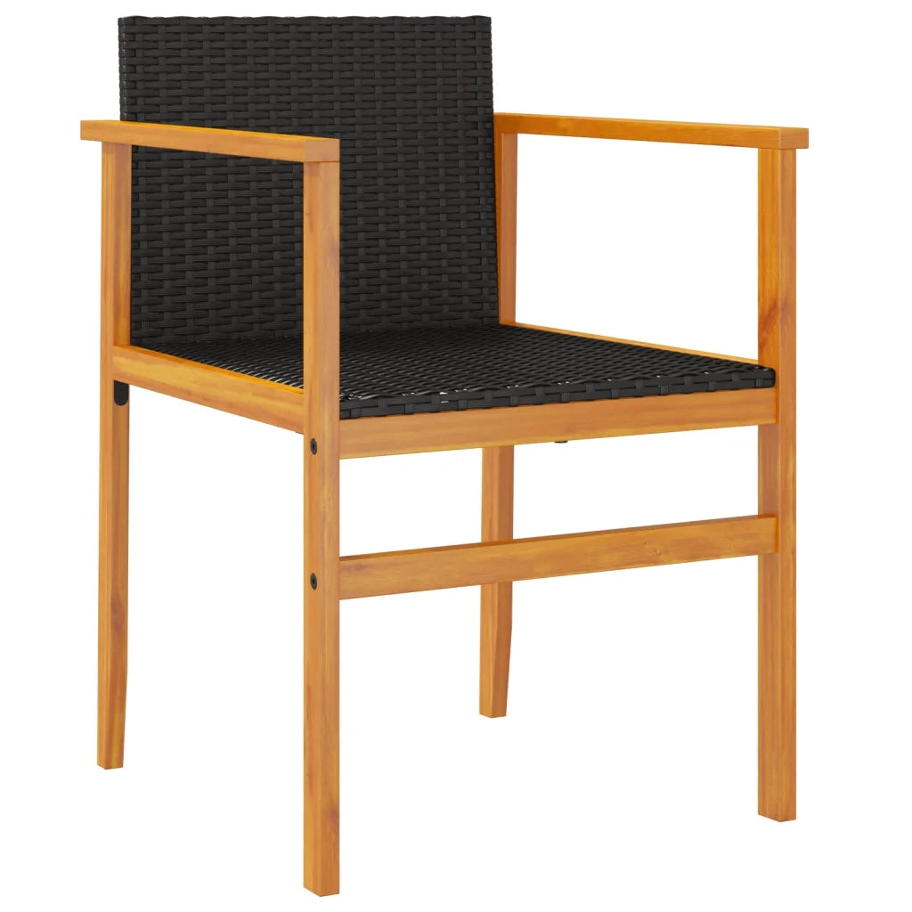 Sedie da Giardino 2 pz Nere in Polyrattan e Legno Massello 368708