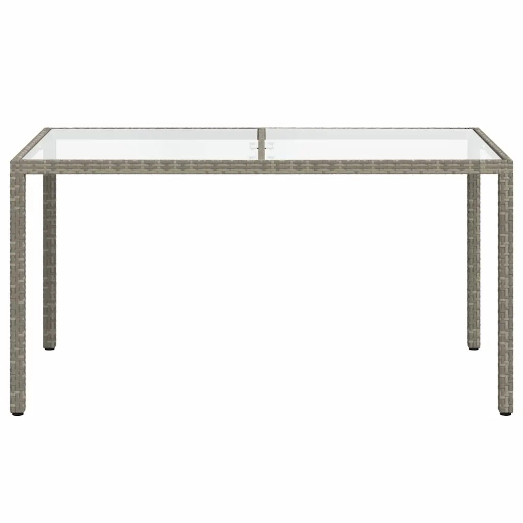 Tavolo Giardino 150x90x75cm Vetro Temperato e Polyrattan Grigio cod mxl 34157