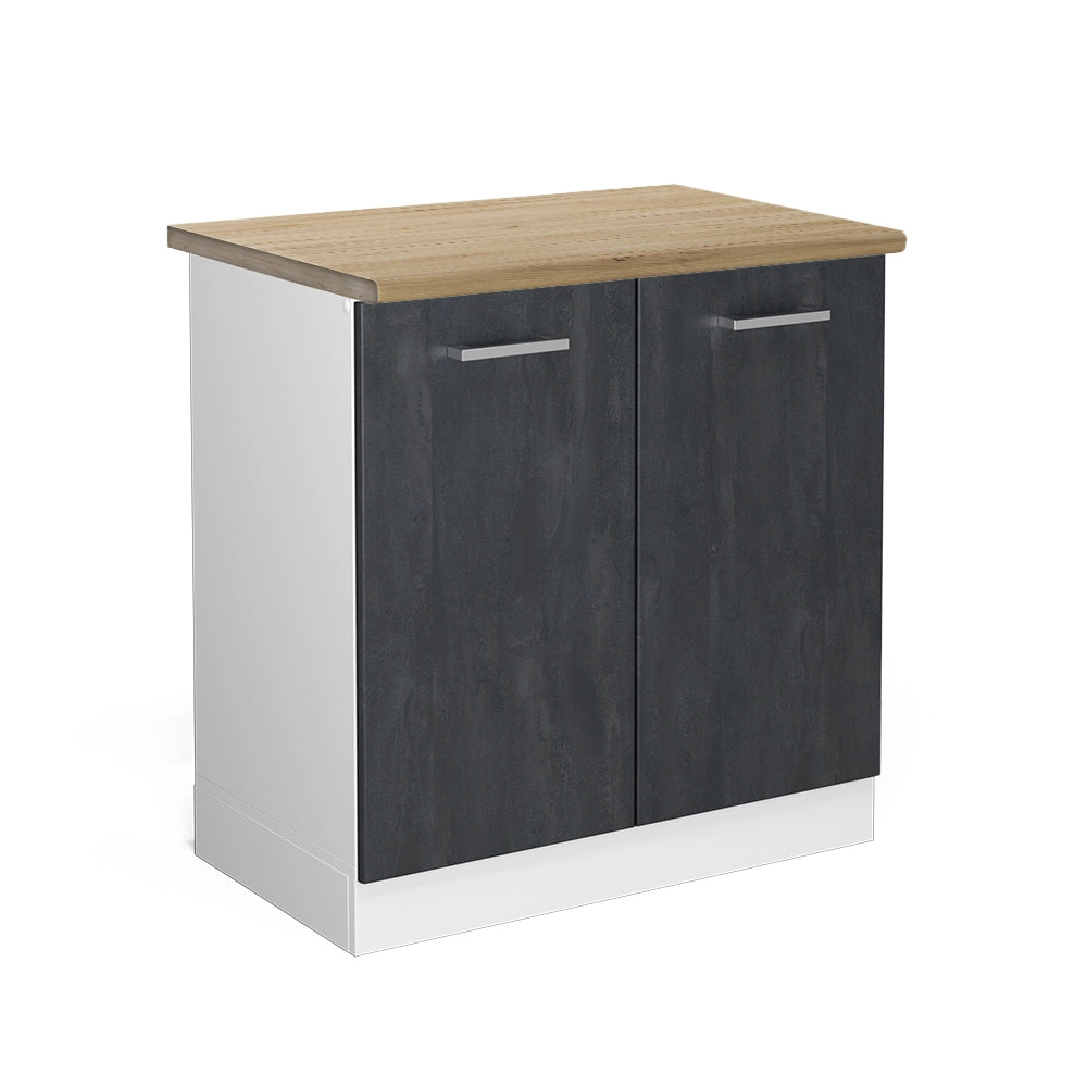 Vicco Mobile lavello cucina Calcestruzzo nero 80 cm PT Rovere