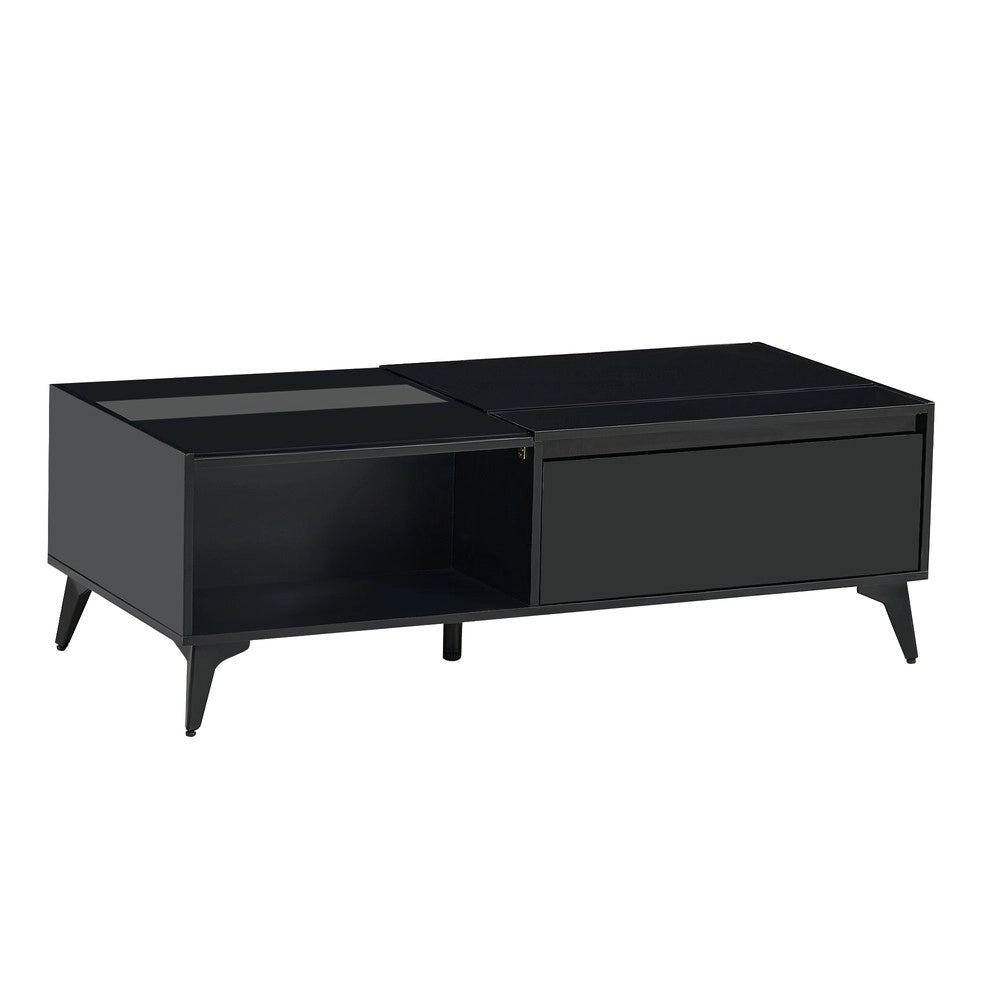 Tavolino da Caff¨¨ Multifunzionale ¨C MINIMAL ¨C Nero Lucido, Altezza Regolabile, 110x50x48 cm