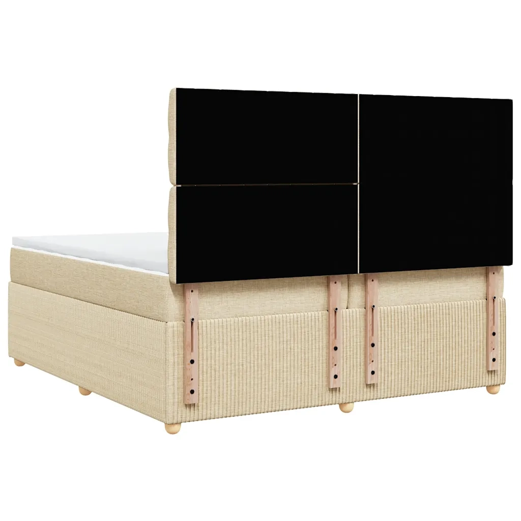 Giroletto a Molle con Materasso Crema 200x200 cm in Tessuto