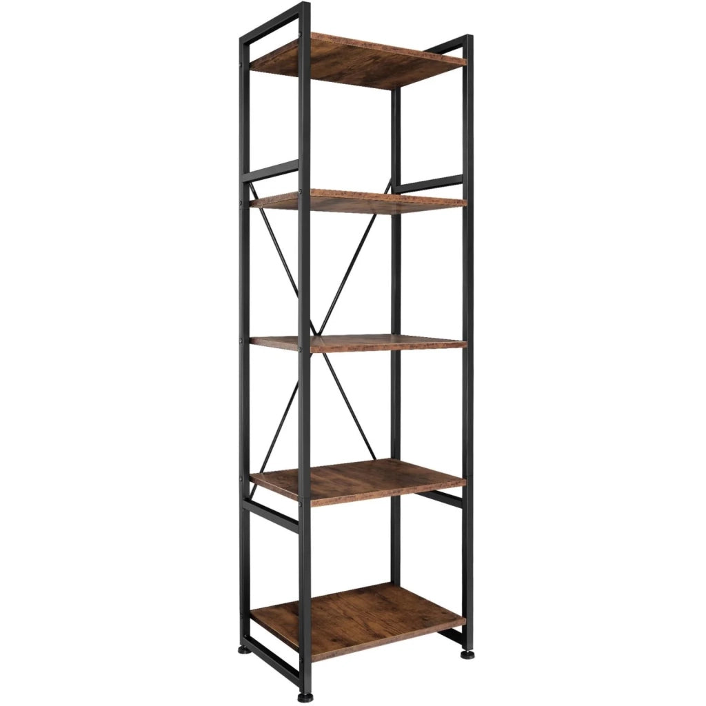 Libreria grande in stile industriale/vintage con 5 ripiani 151,5 cm marrone 08_0000575