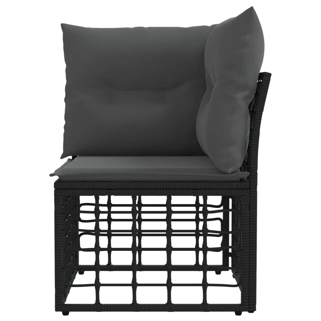 Modulo Divano Angolare da Esterno Nero polyrattan