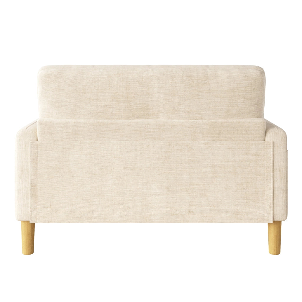 Divano 2 posti 119x78x85 cm con tasca laterale in ciniglia beige