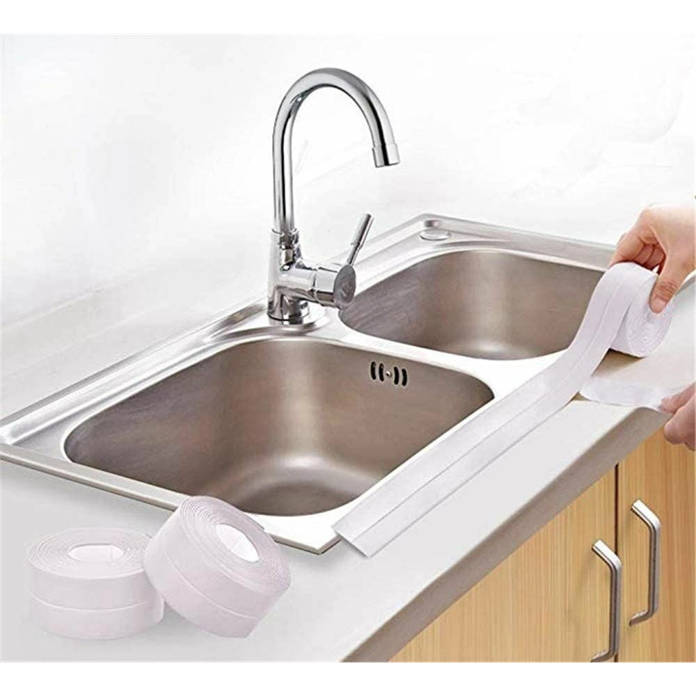 Trade Shop - Nastro Sigillante Pieghevole Impermeabile Antimuffa Per Bagno Cucina 3.4 Mt Bianco -