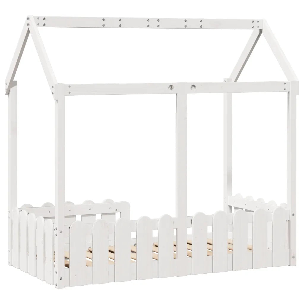 Giroletto Casetta Bambini-Struttura Letto Bambini Bianco 70x140 cm Legno Massello Pino 440500