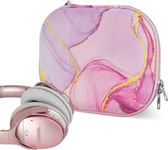 Casochi per cuffie compatibili con QuietComfort 35 II QC45 - Tas rigida per viaggi con chiusura cavo - Marmo rosa